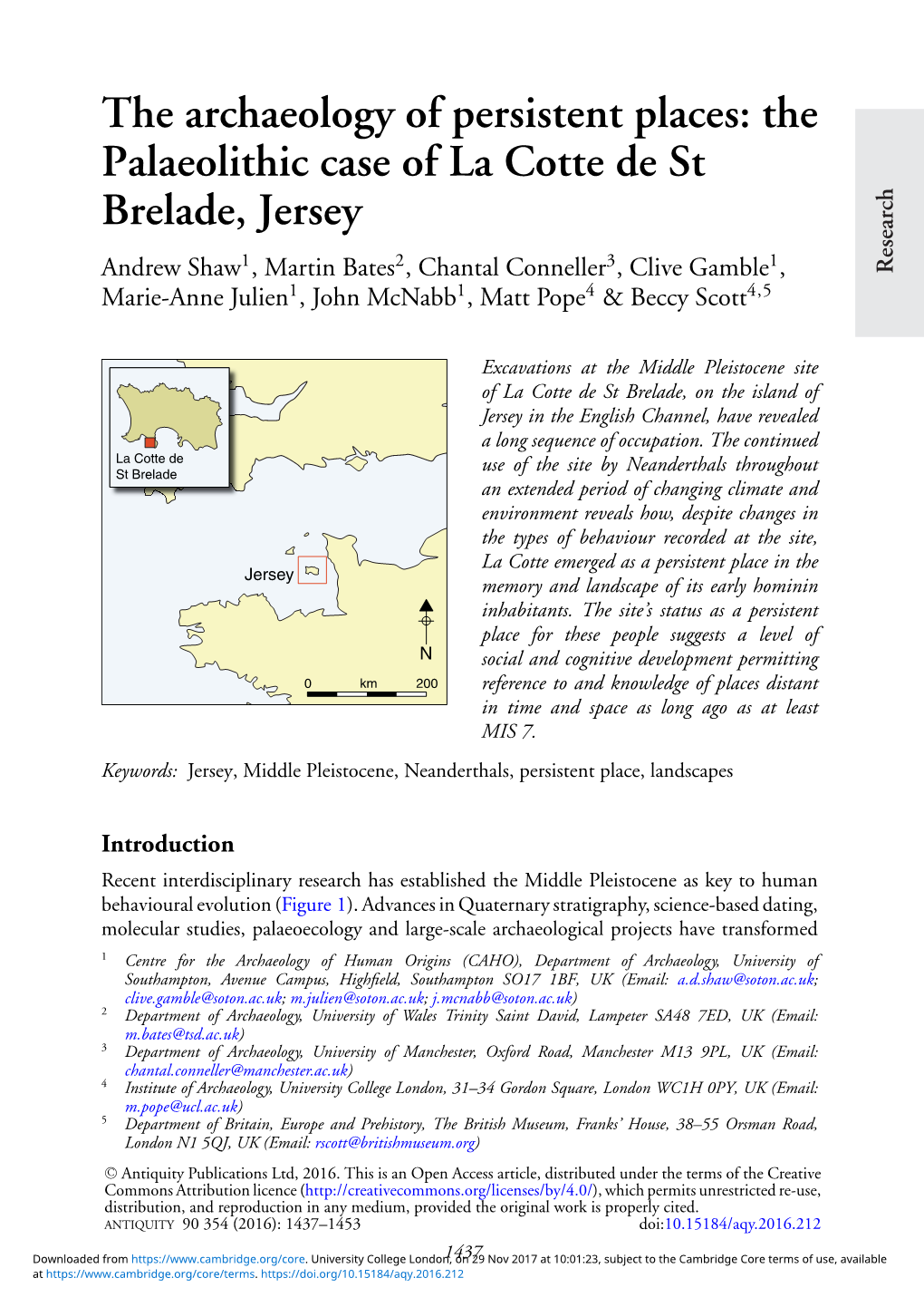 The Archaeology of Persistent Places: the Palaeolithic Case of La Cotte De