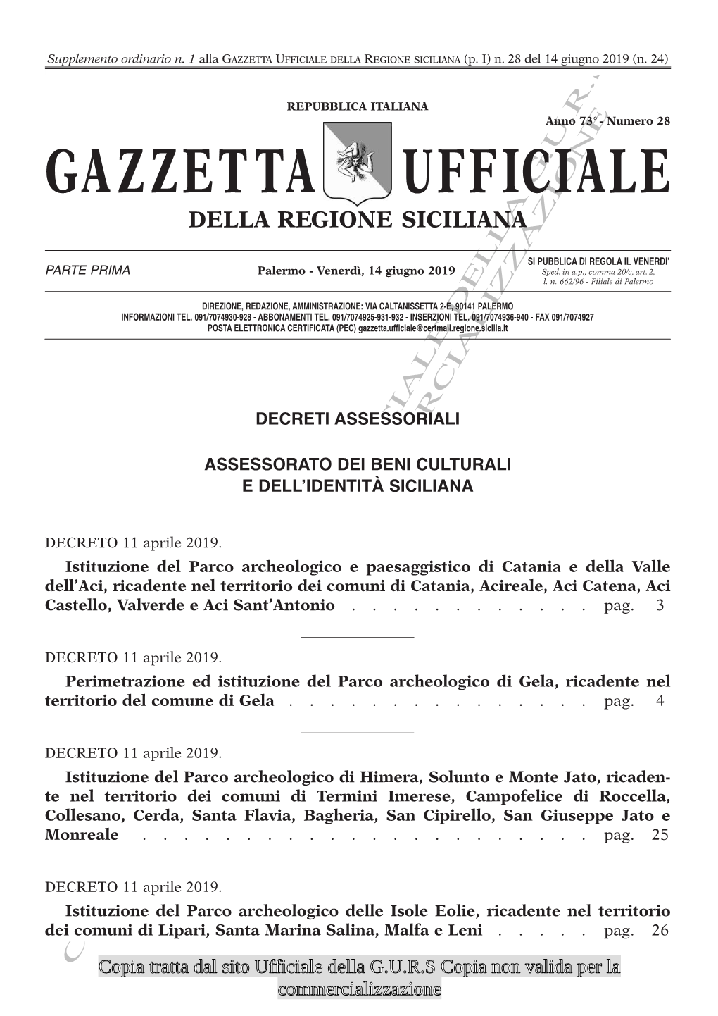 GAZZETTA UFFICIALE DELLA REGIONE SICILIANA (P