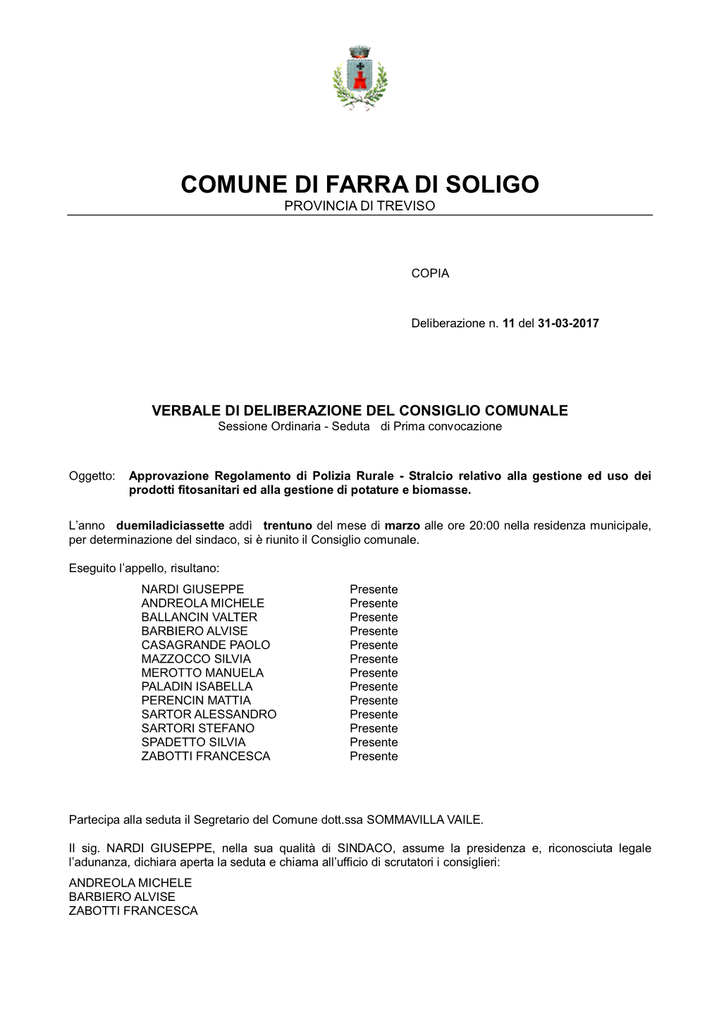 Comune Di Farra Di Soligo Provincia Di Treviso