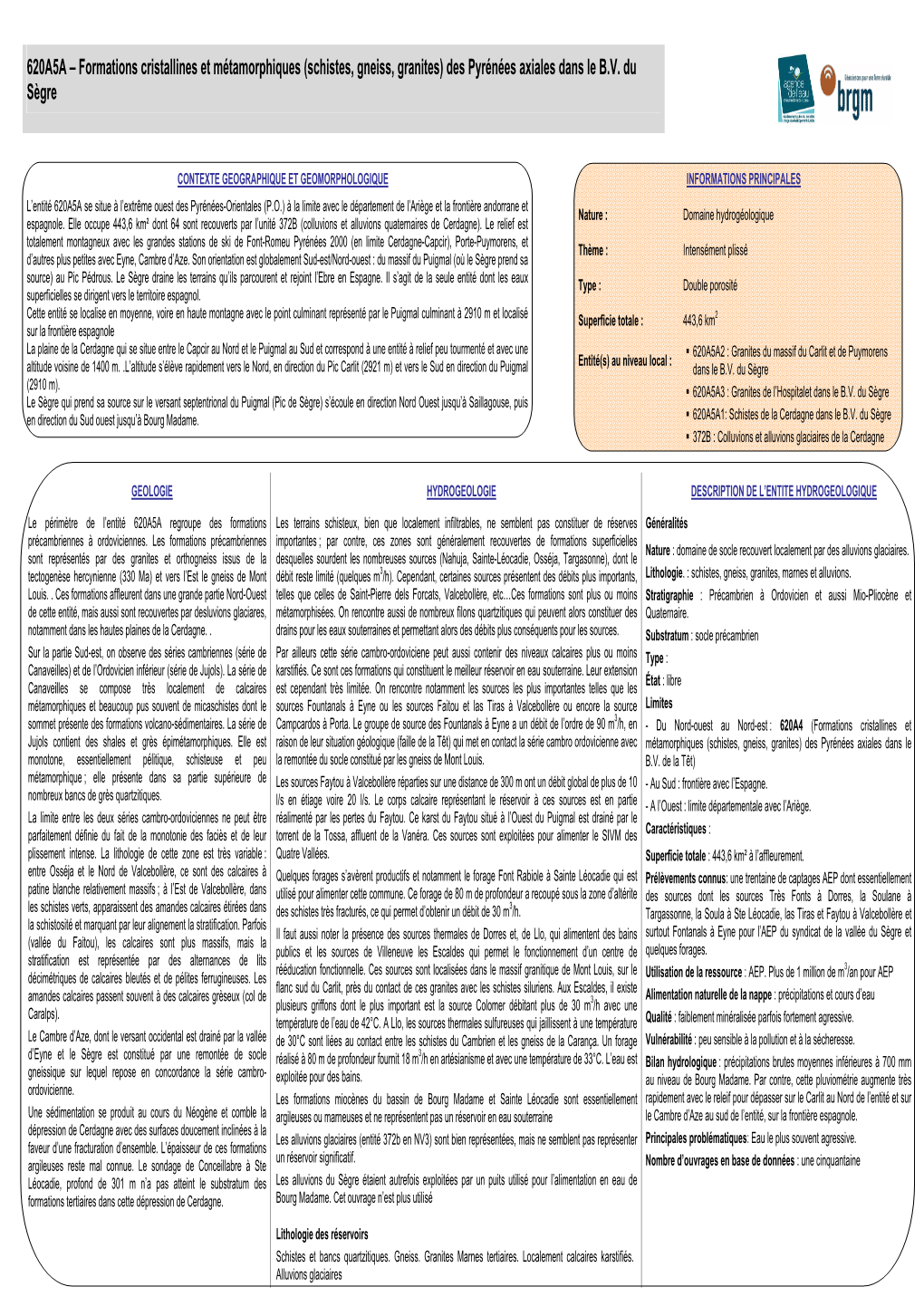 620A5A – Formations Cristallines Et Métamorphiques (Schistes, Gneiss, Granites) Des Pyrénées Axiales Dans Le B.V