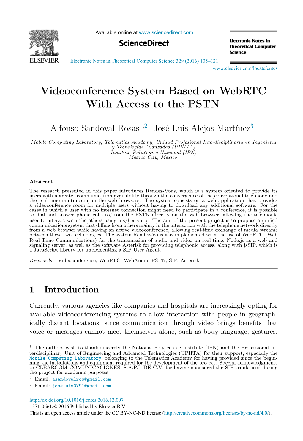 Videoconference System Based on Webrtc with Access to the PSTN