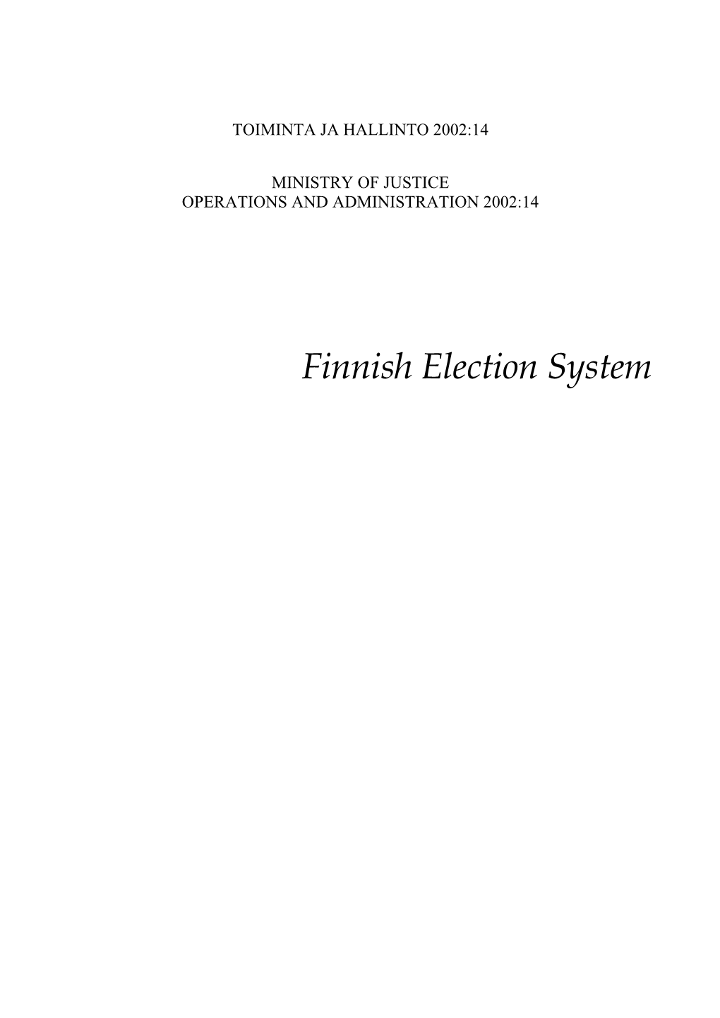 Finnish Election System