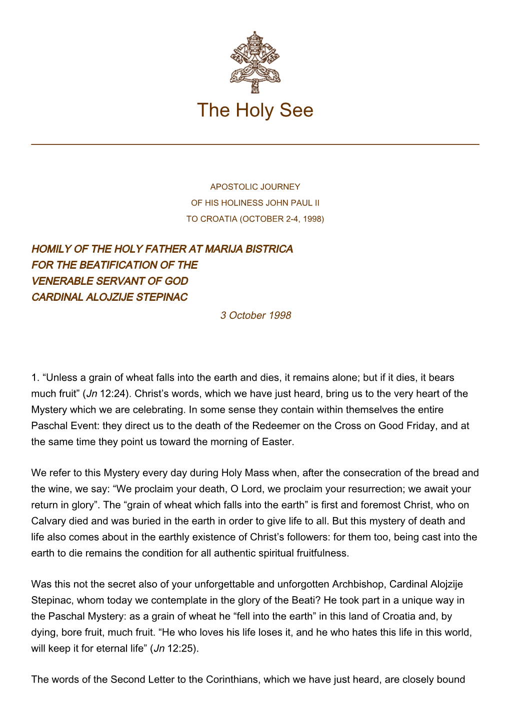 Beatification Homily