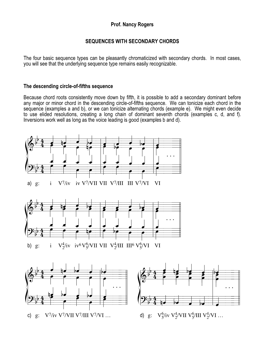 Chromatic Sequence Handout