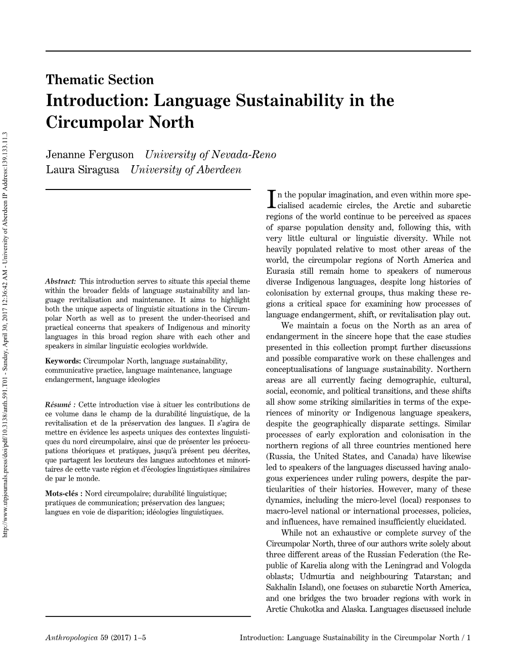 Introduction: Language Sustainability in the Circumpolar North