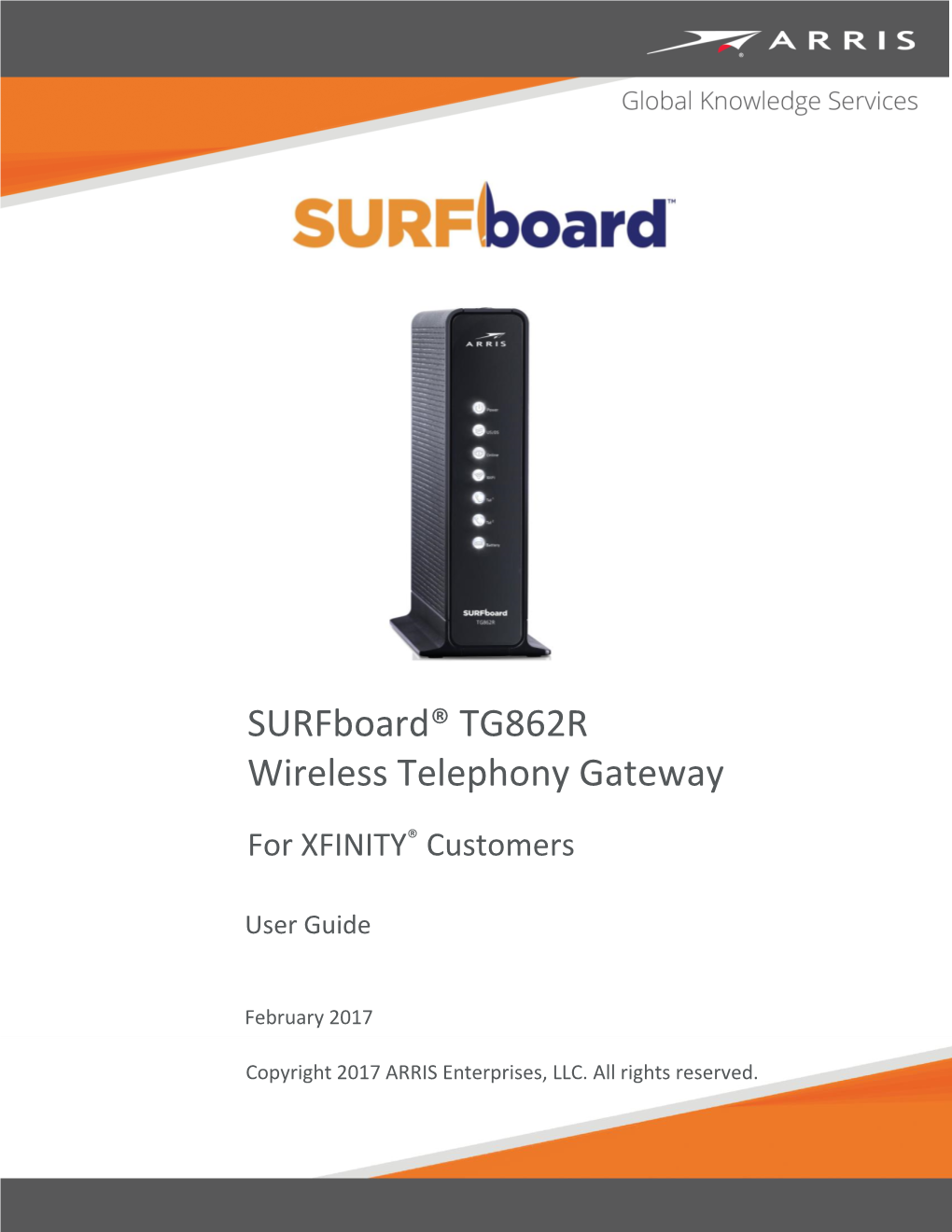Surfboard TG862R Wireless Telephony Gateway User Guide Copyright 2017 ARRIS Enterprises, LLC