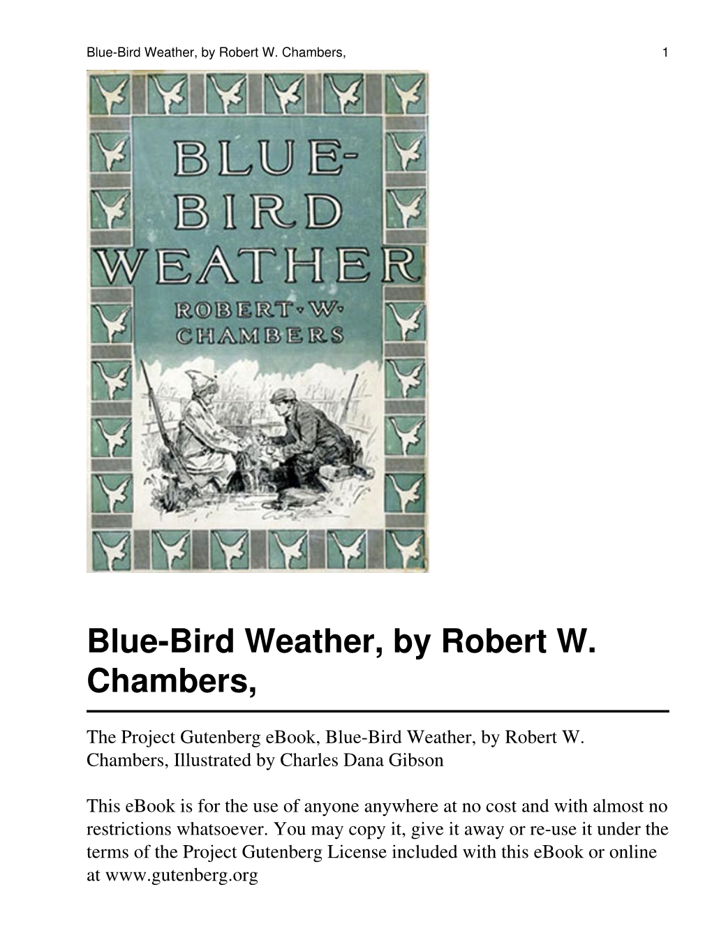 Blue-Bird Weather, by Robert W