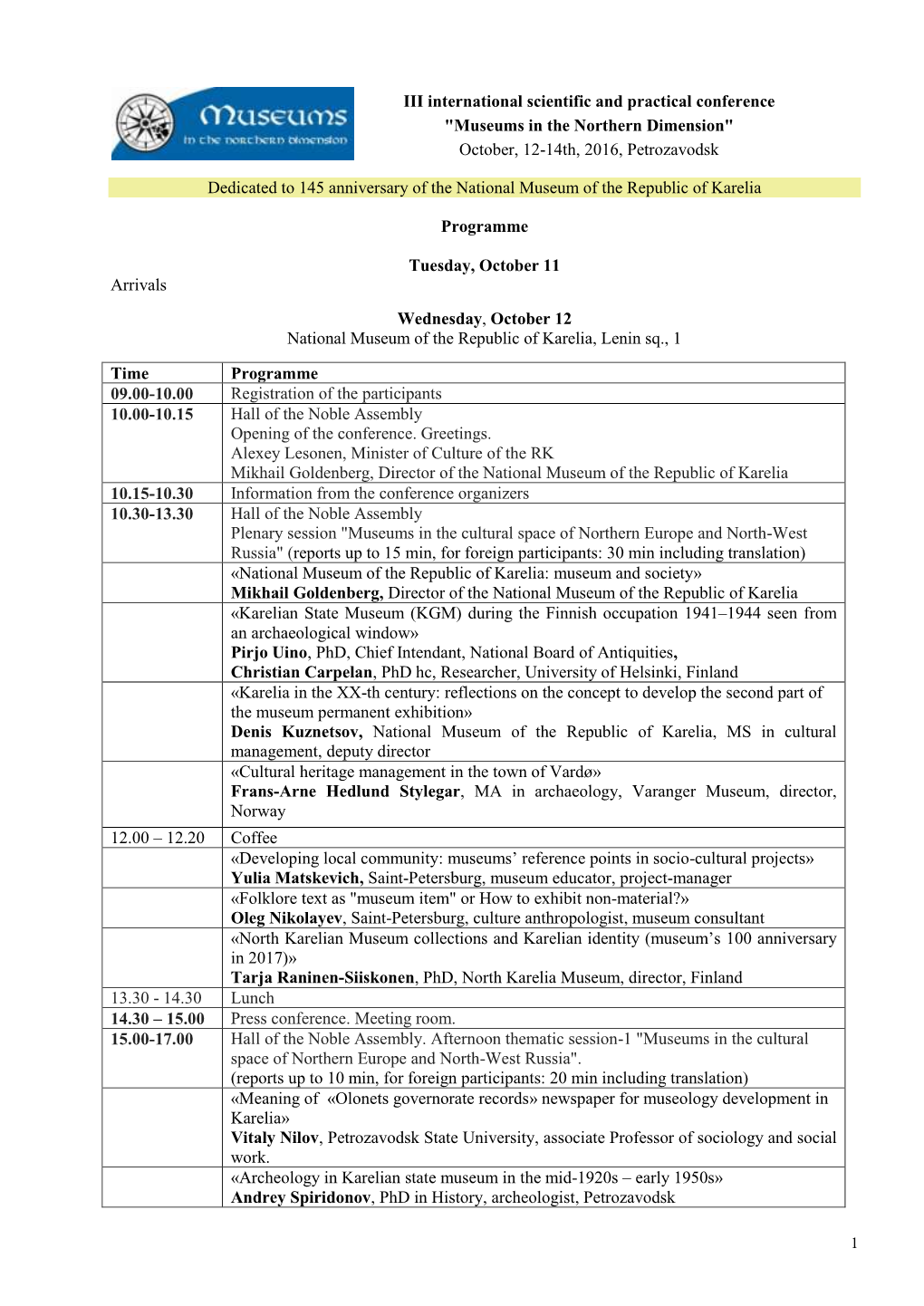 Conference Programme