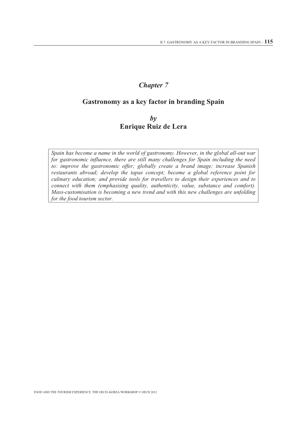 Chapter 7 Gastronomy As a Key Factor in Branding Spain by Enrique Ruiz De Lera