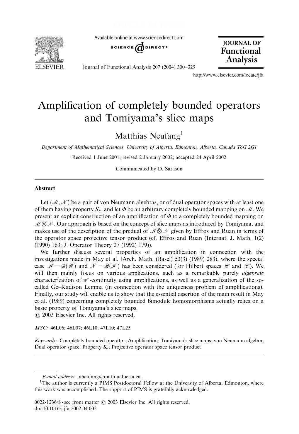 Amplification of Completely Bounded Operators and Tomiyama's Slice Maps