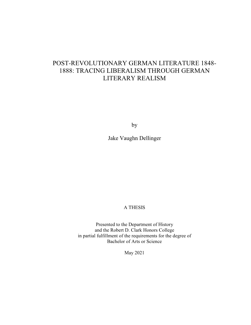 Tracing Liberalism Through German Literary Realism