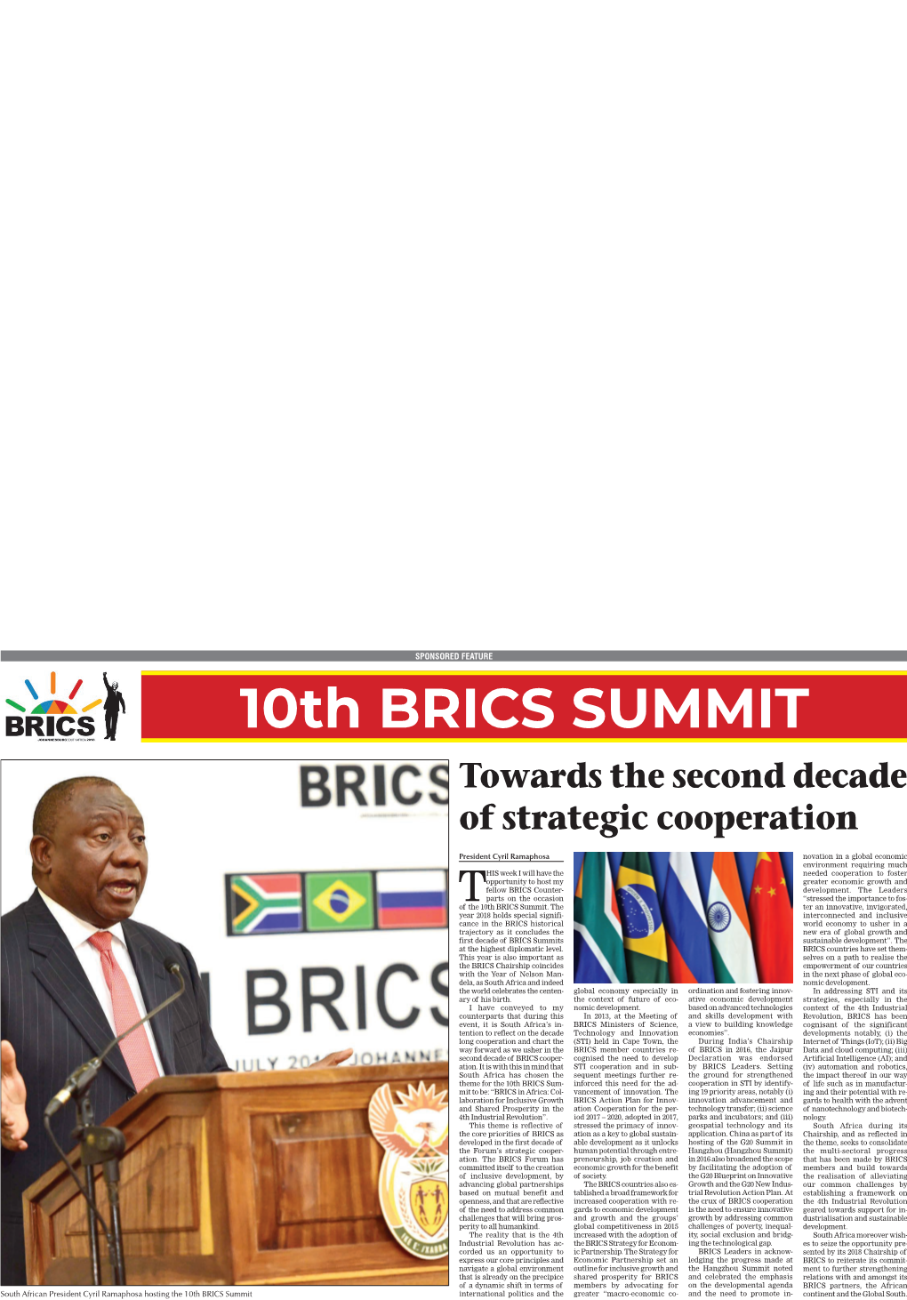 10Th Brics Summit Towards the Second Decade of Strategic Cooperation