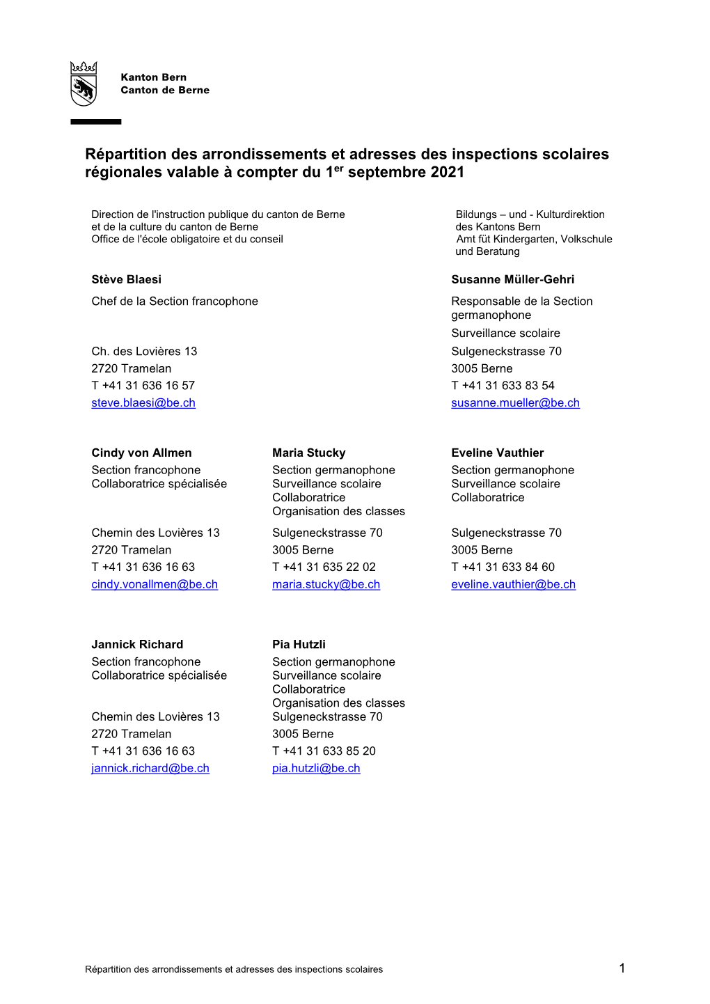 Répartition Des Arrondissements Et Adresses Des Inspections Scolaires Régionales Valable À Compter Du 1Er Décembre 2014