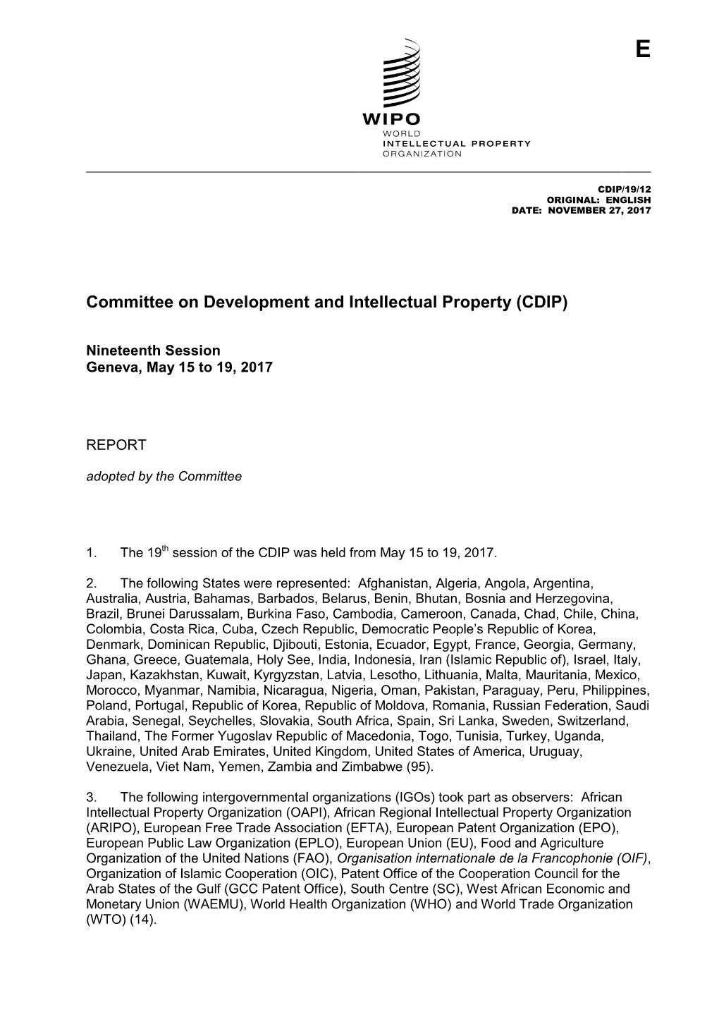 Committee on Development and Intellectual Property (CDIP)