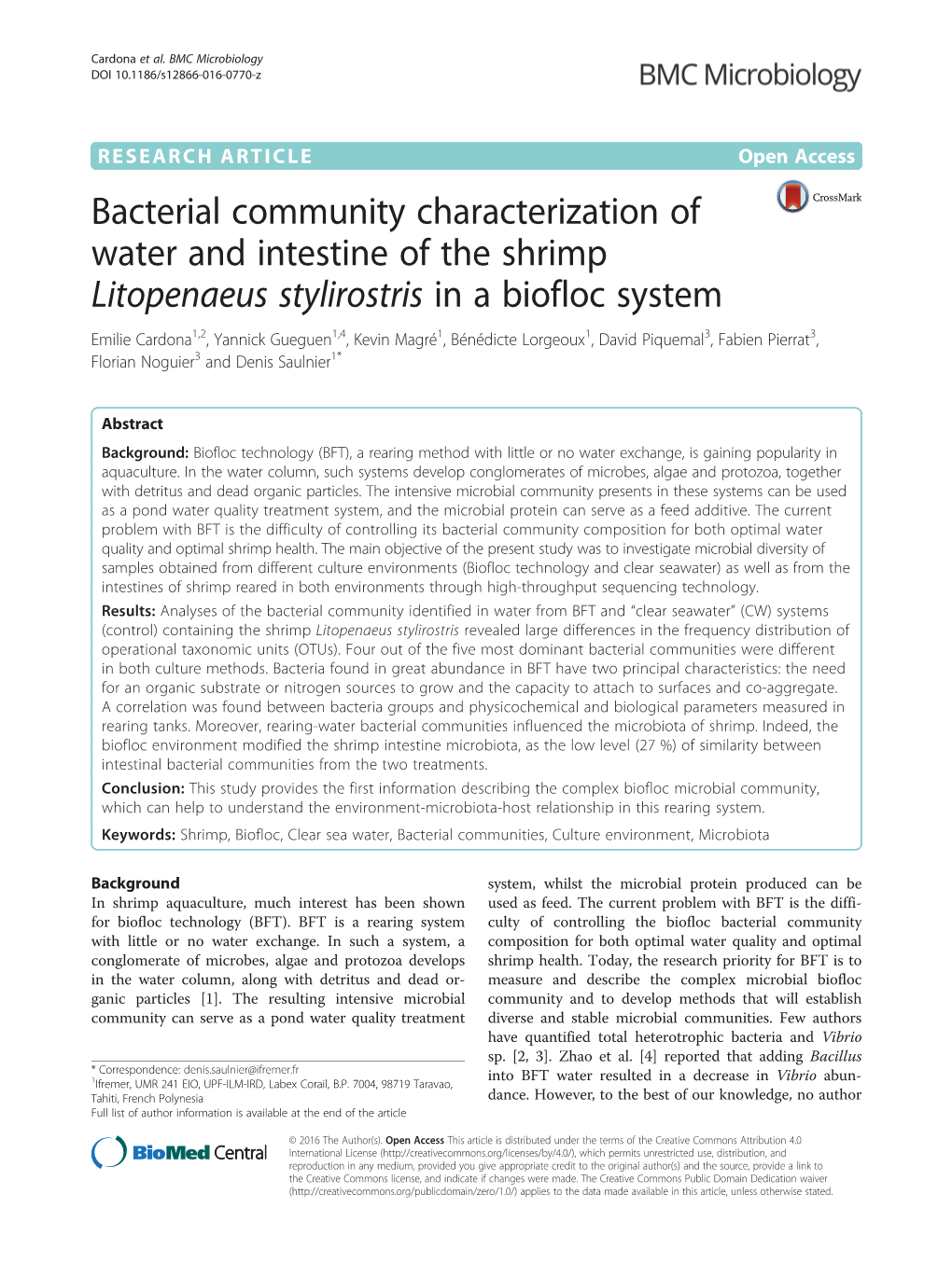 Bacterial Community Characterization of Water And