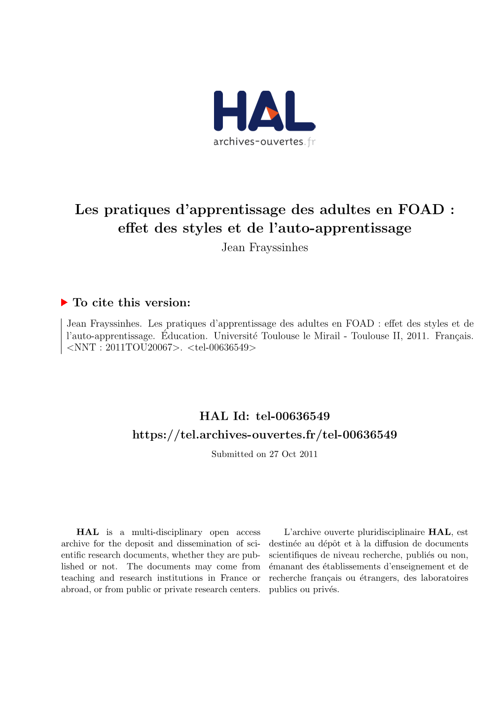 Effet Des Styles Et De L'auto-Apprentissage