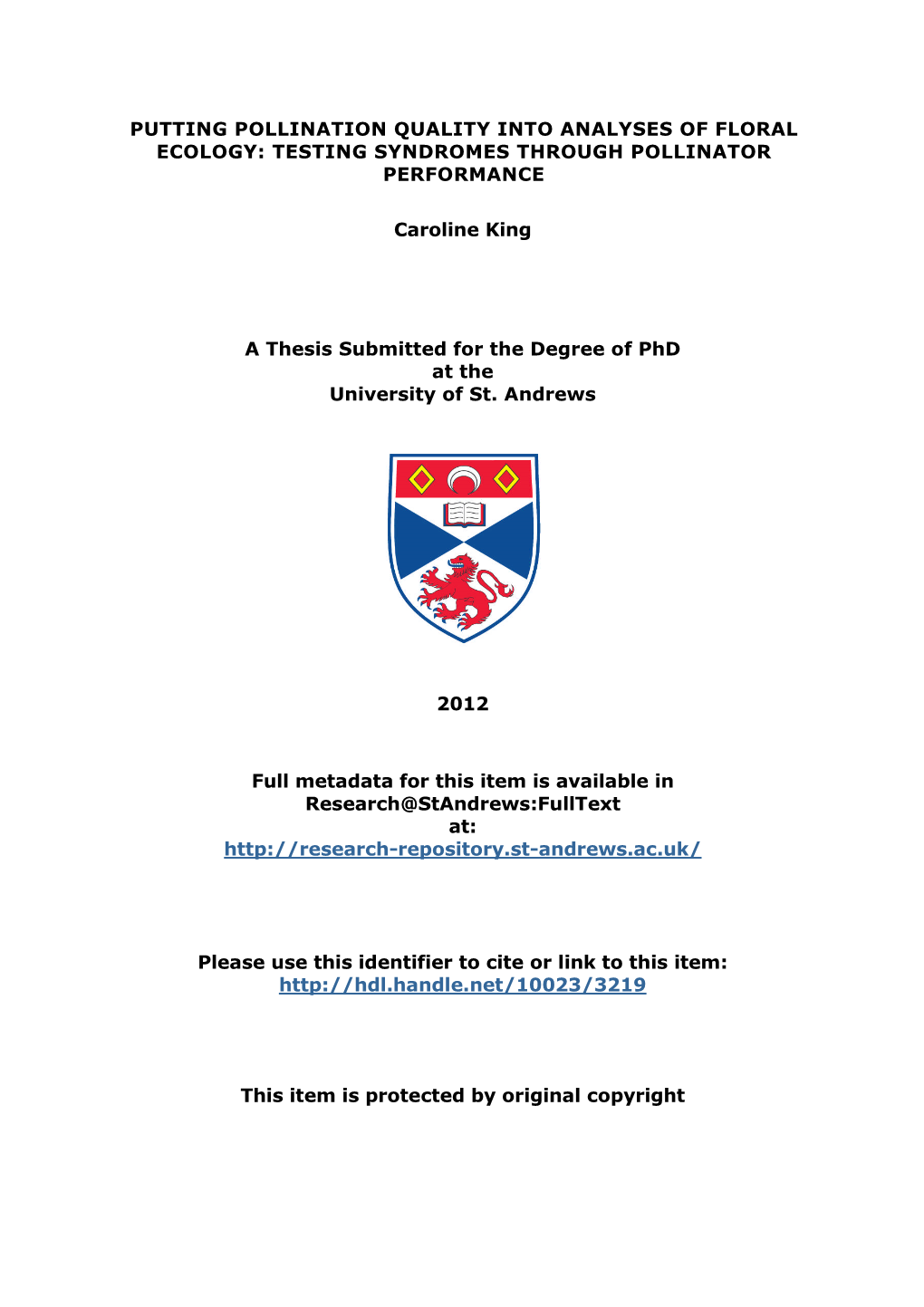 Caroline King Phd Thesis