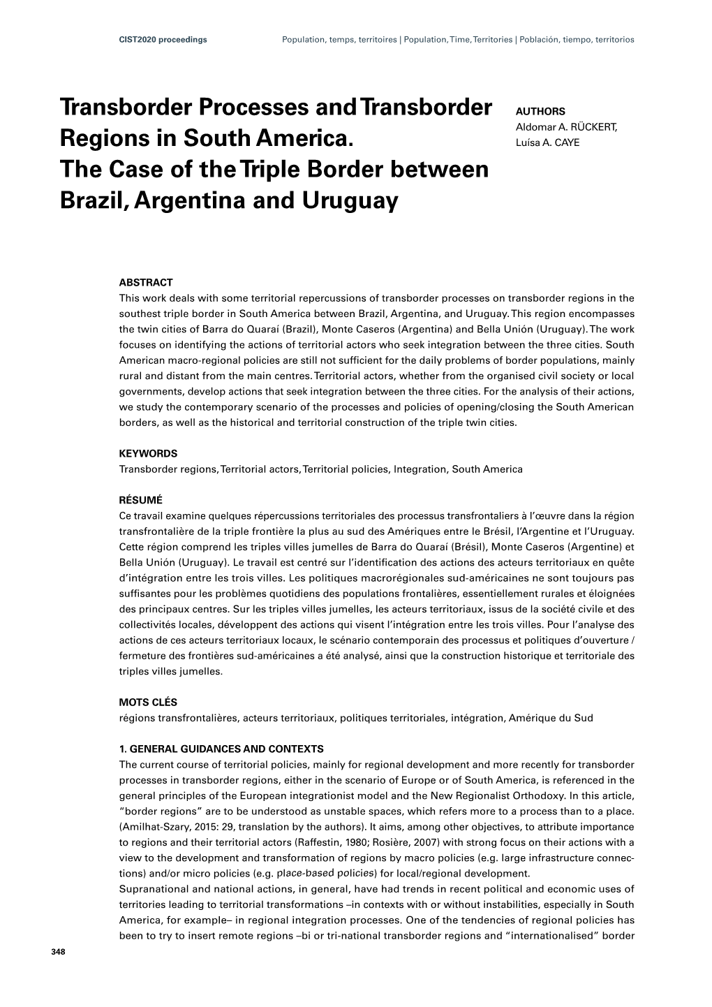 Transborder Processes and Transborder Regions in South