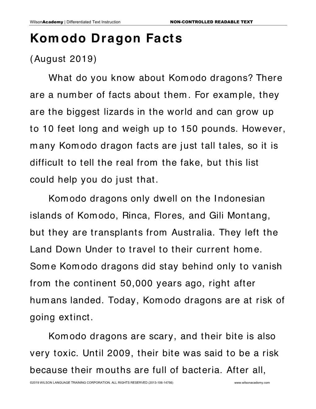 Komodo Dragon Facts