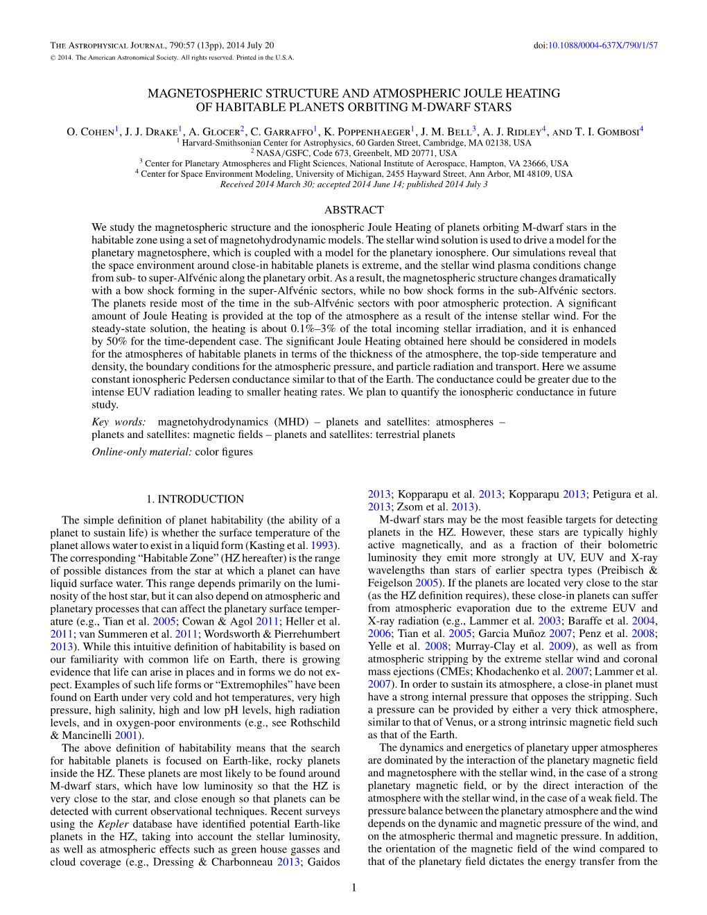 Magnetospheric Structure and Atmospheric Joule Heating of Habitable Planets Orbiting M-Dwarf Stars