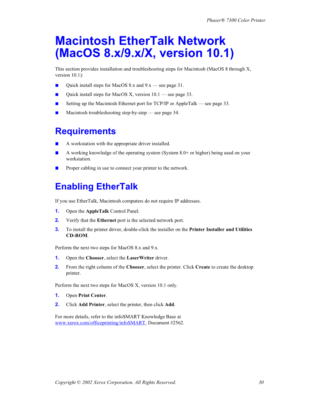 Phaser 7300 Color Printer Networking Guide