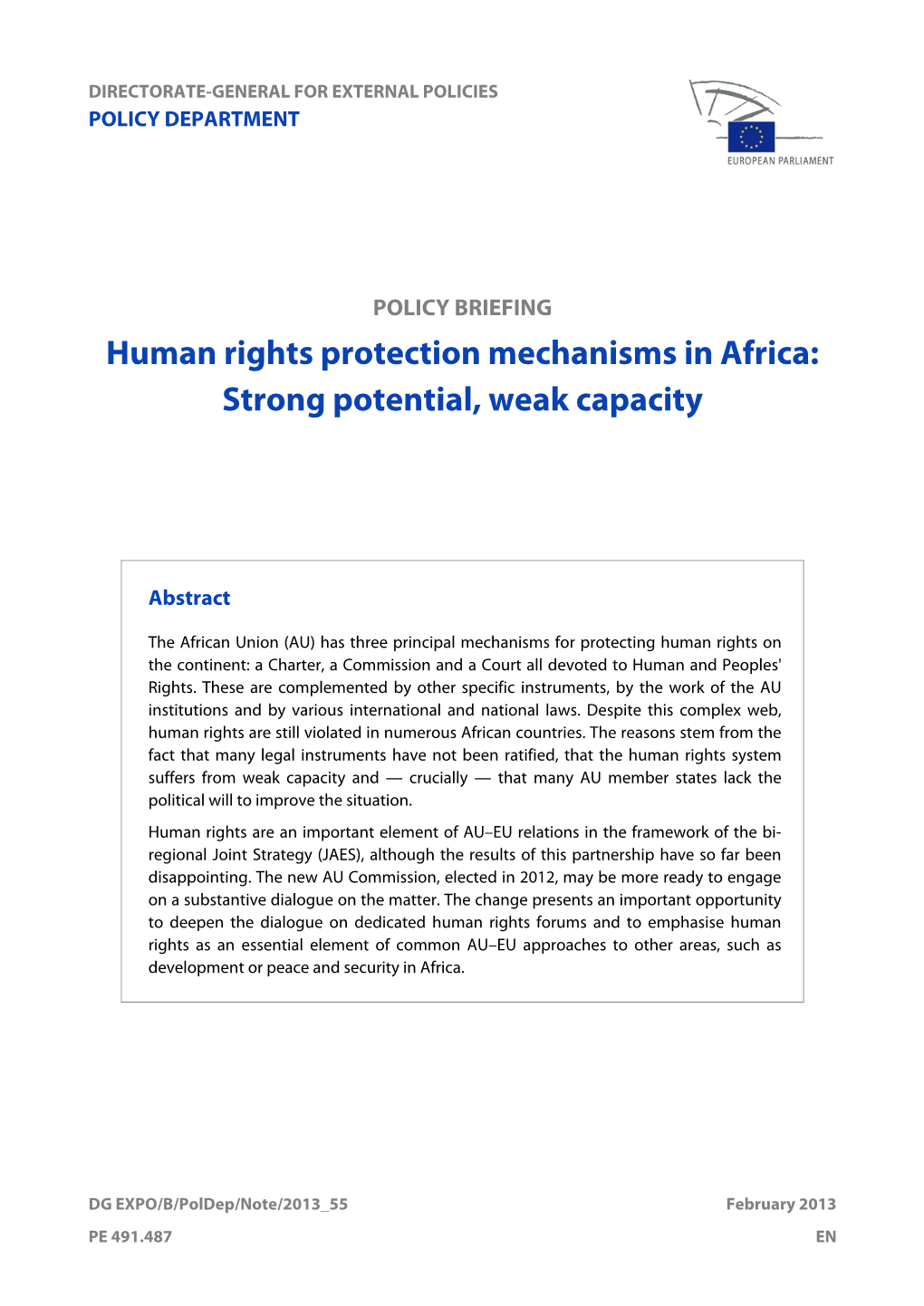 Human Rights Protection Mechanisms in Africa: Strong Potential, Weak Capacity