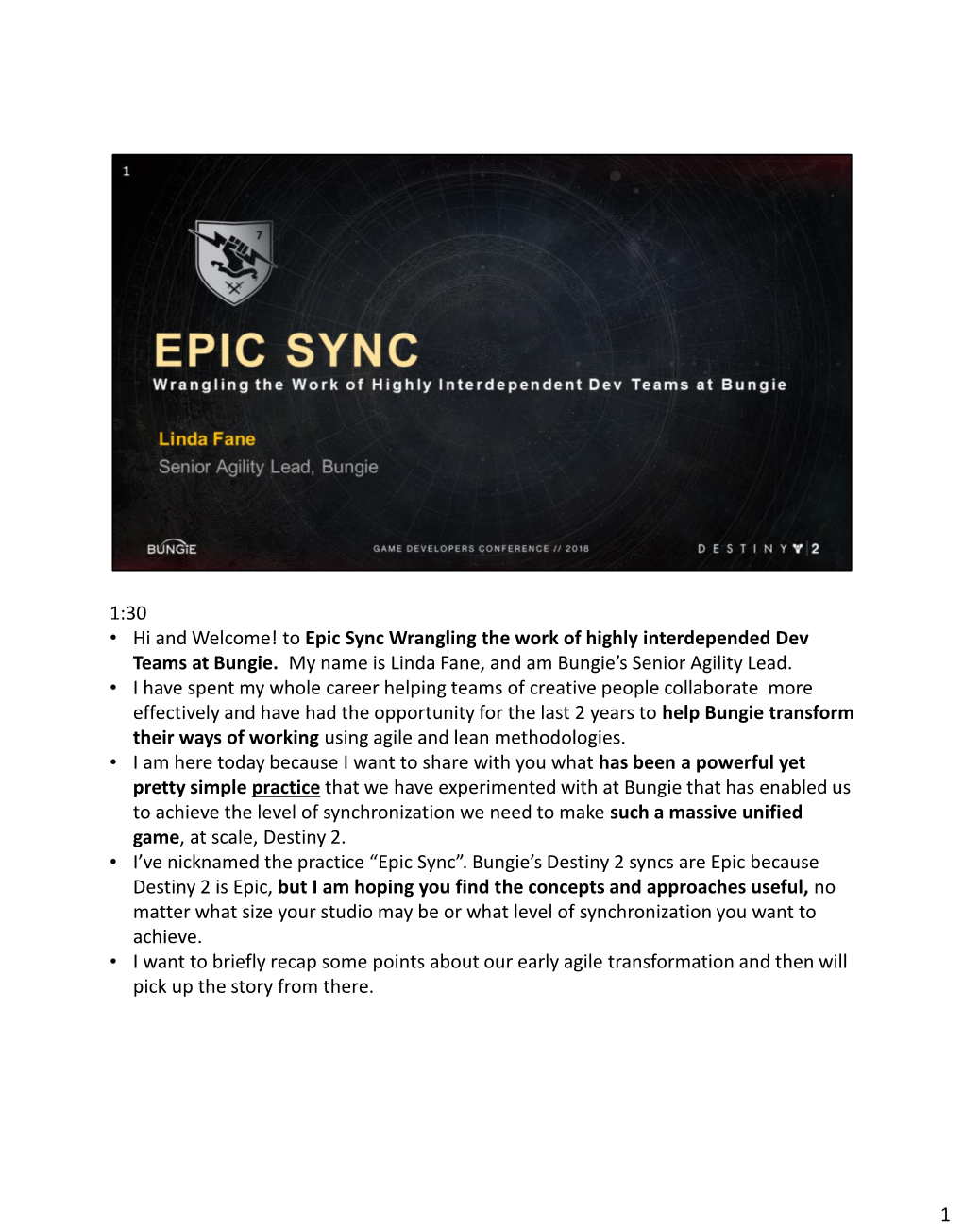 To Epic Sync Wrangling the Work of Highly Interdepended Dev Teams at Bungie