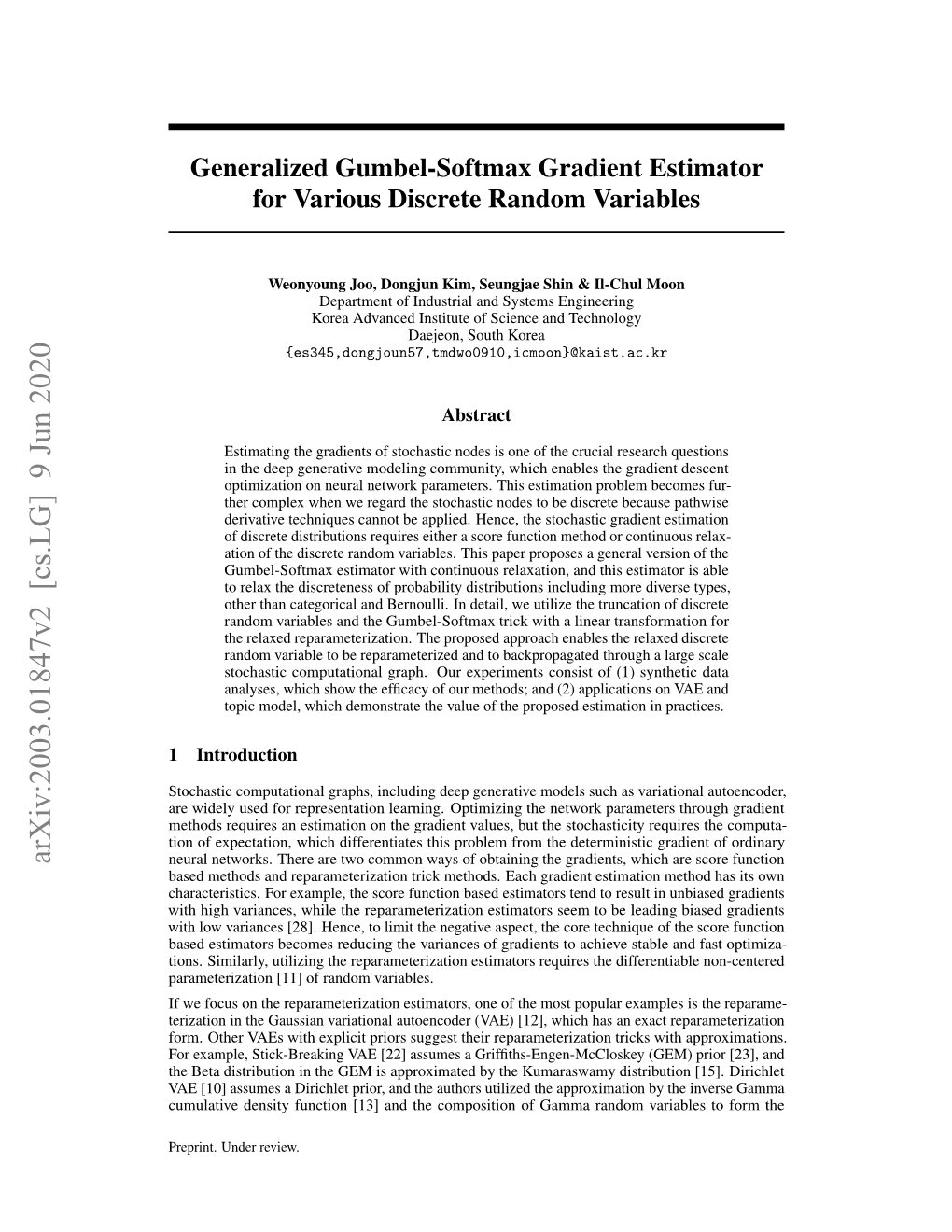 Generalized Gumbel-Softmax Gradient Estimator for Various Discrete Random Variables