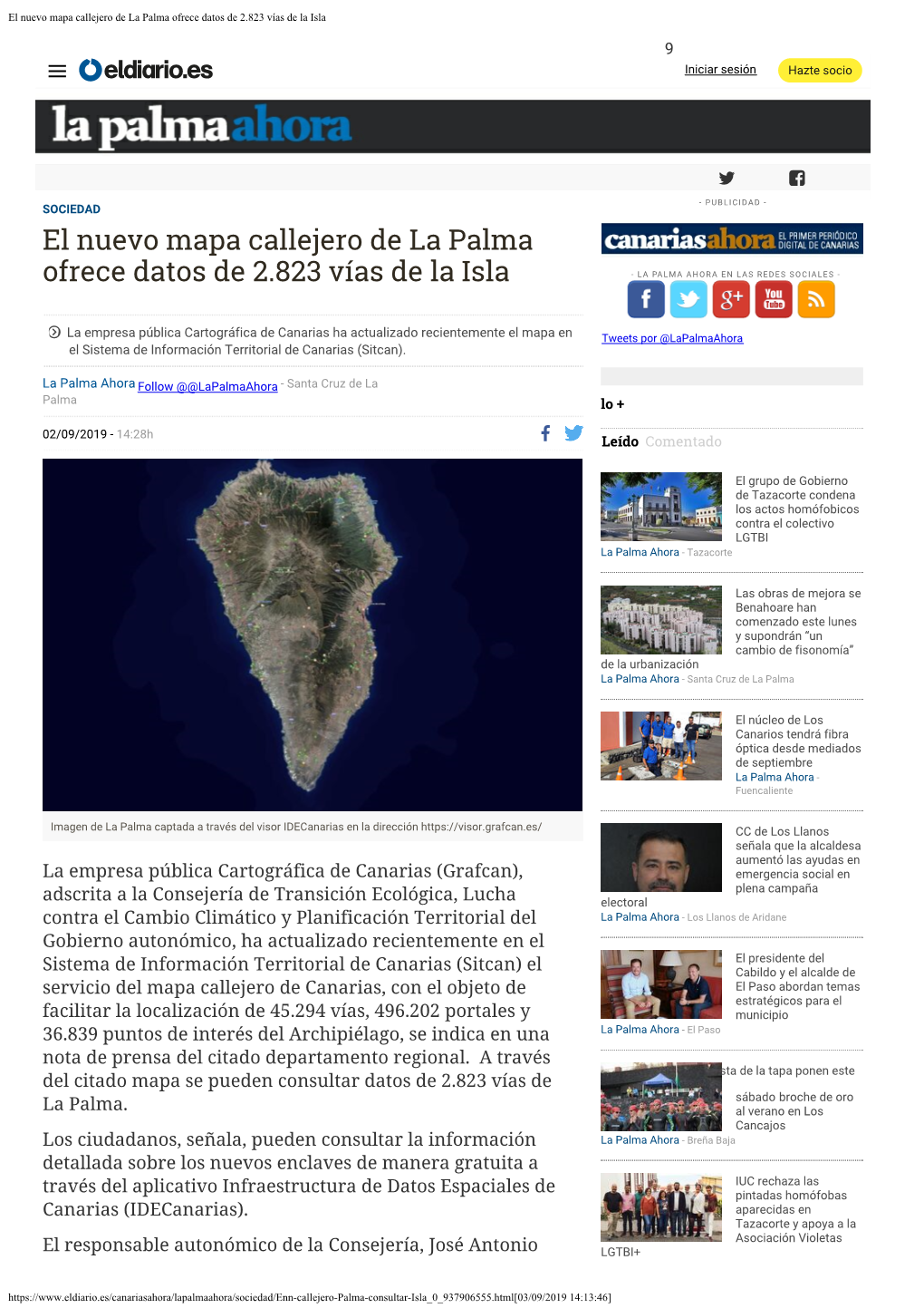 El Nuevo Mapa Callejero De La Palma Ofrece Datos De 2.823 Vías De La Isla