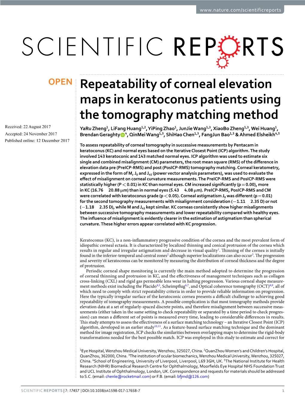 Repeatability of Corneal Elevation Maps in Keratoconus Patients Using