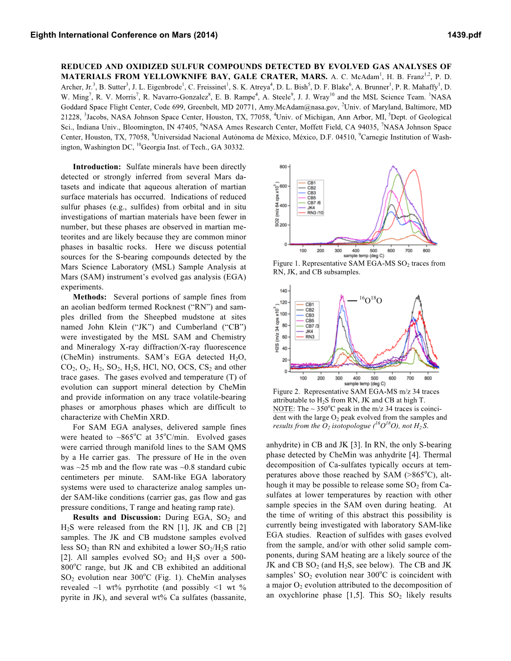 Reduced and Oxidized Sulfur Compounds Detected by Evolved Gas Analyses of Materials from Yellowknife Bay, Gale Crater, Mars