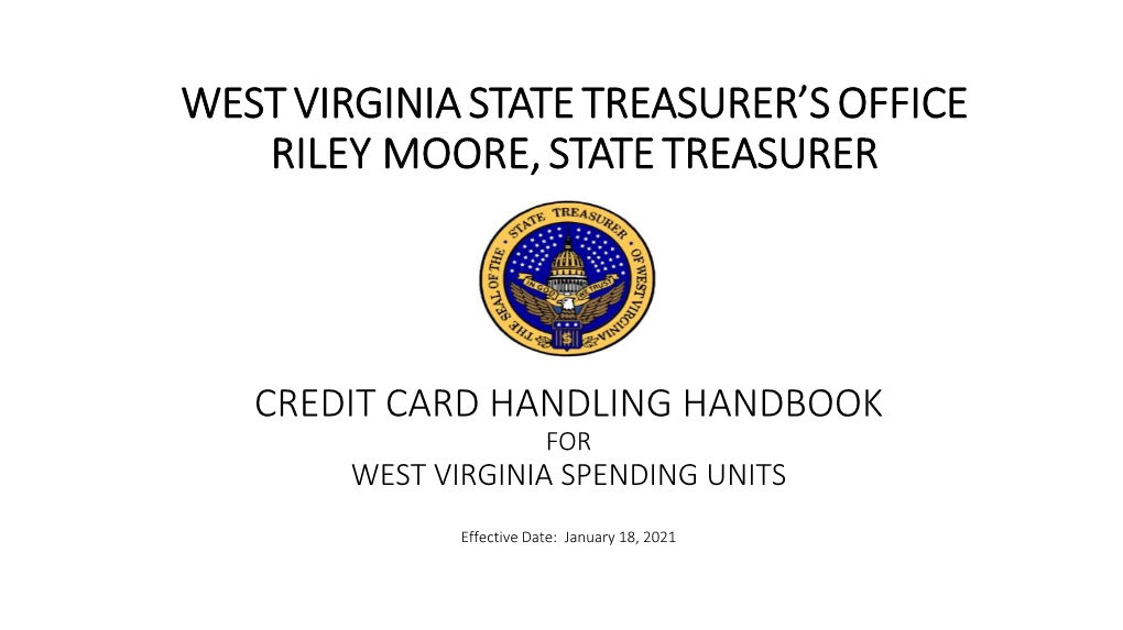 Credit Card Handling Handbook for West Virginia Spending Units