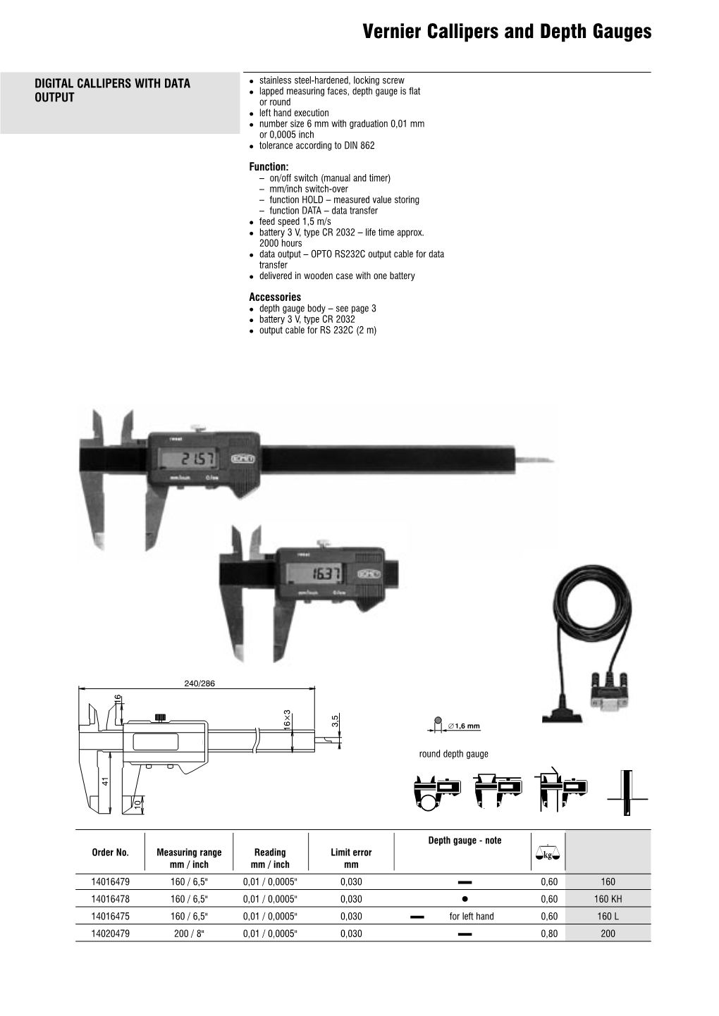 Vernier Callipers and Depth Gauges