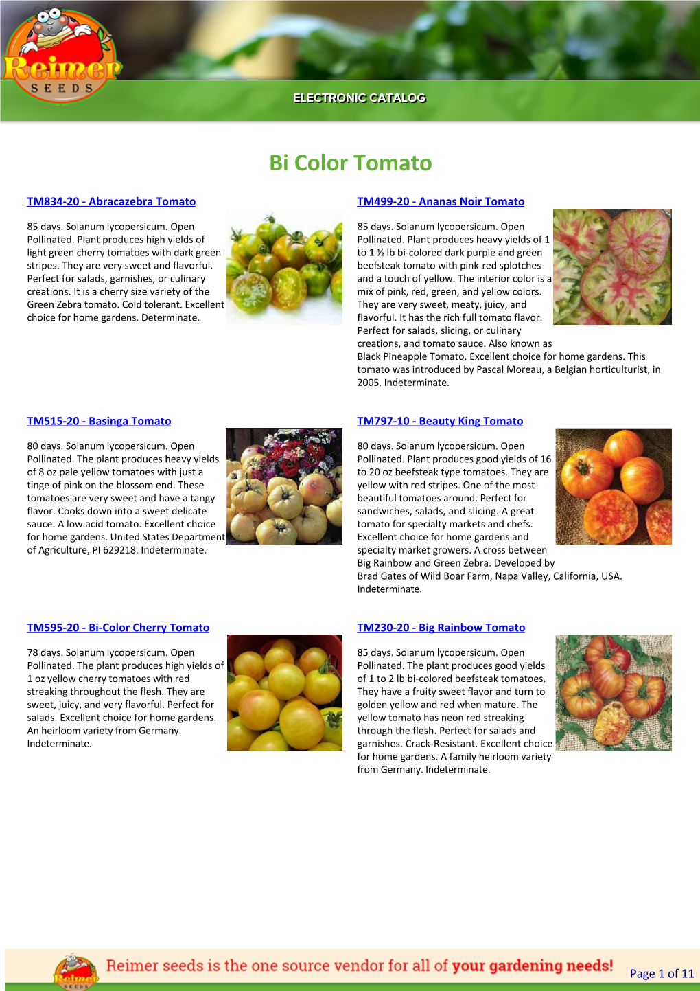 Reimer Seeds Catalog