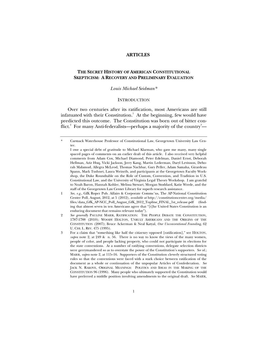 The Secret History of American Constitutional Skepticism: a Recovery and Preliminary Evaluation