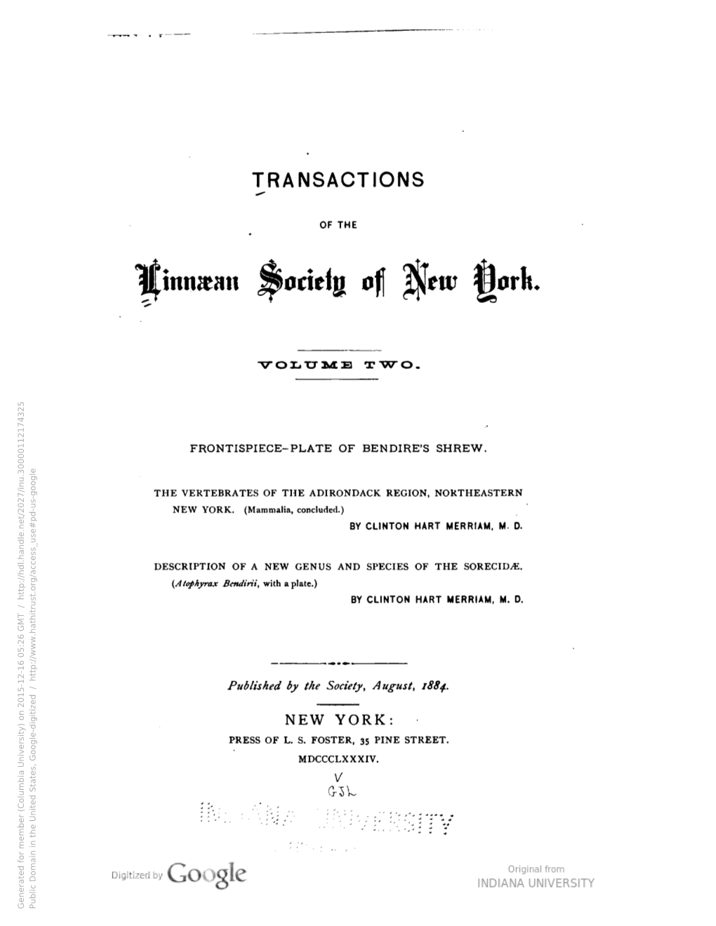 LSNY Transactions V. 2, 1884