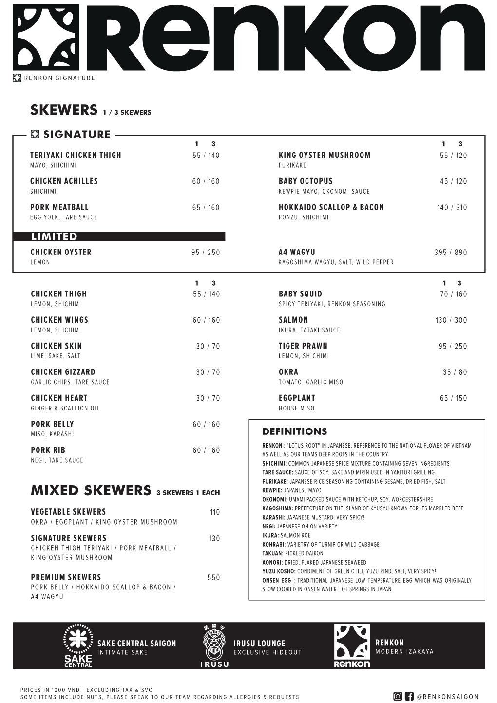 Renkon Food Menu Feb2019 ENGLISH