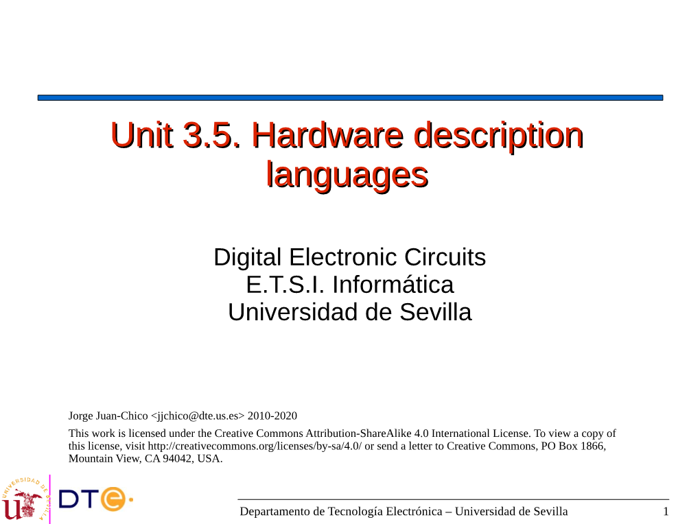 Unit 3.5. Hardware Description Languages