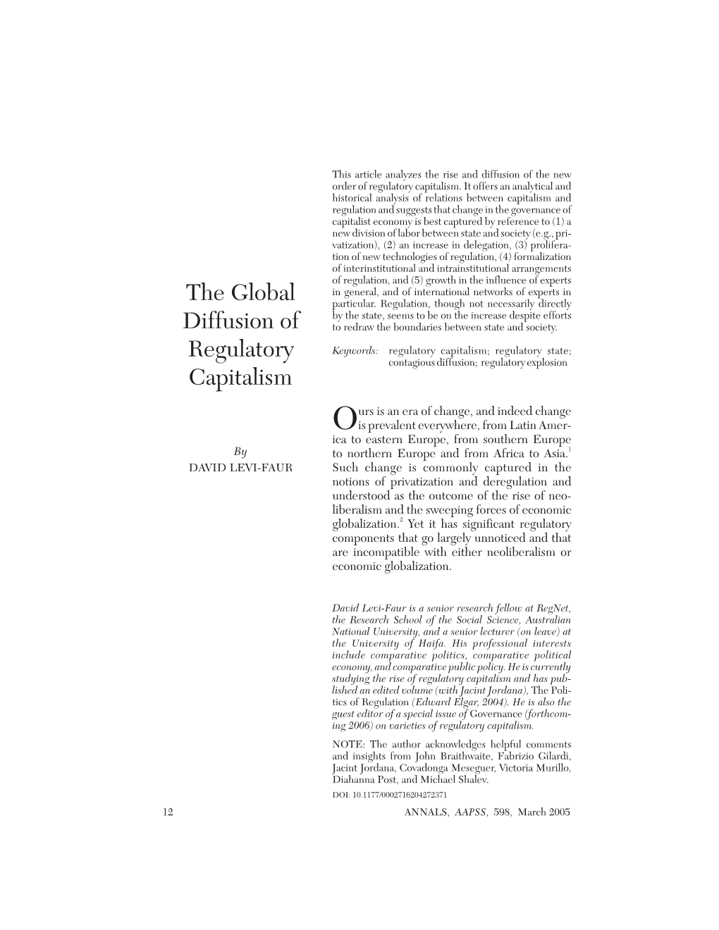 The Global Diffusion of Regulatory Capitalism 13