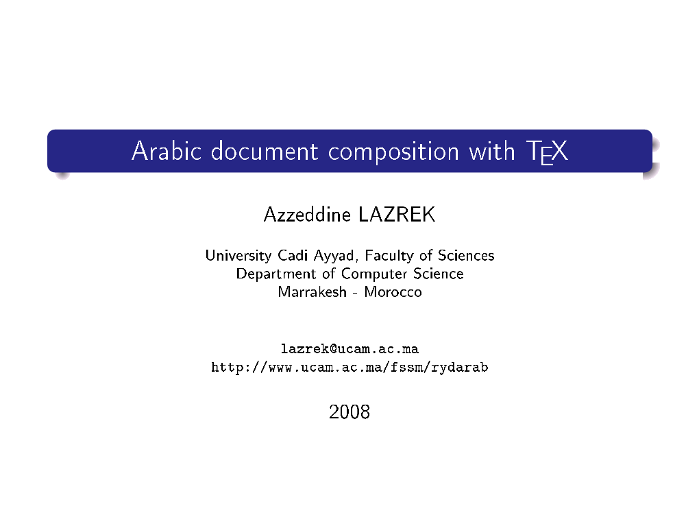 Arabic Document Composition with TEX