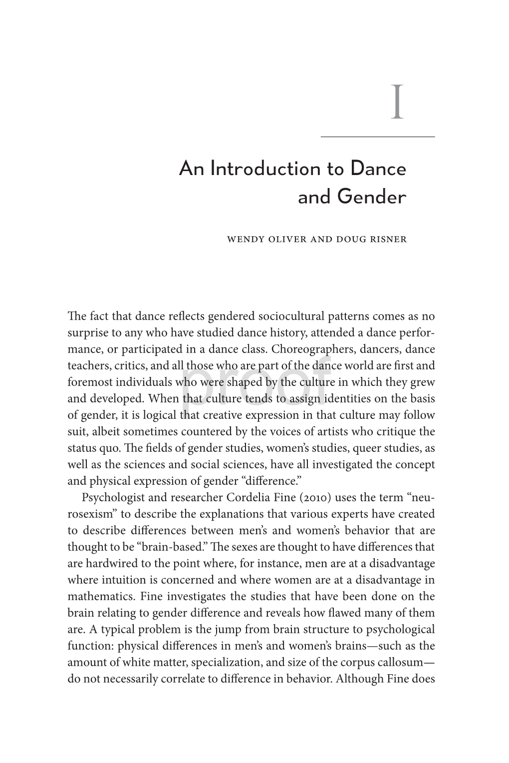 An Introduction to Dance and Gender