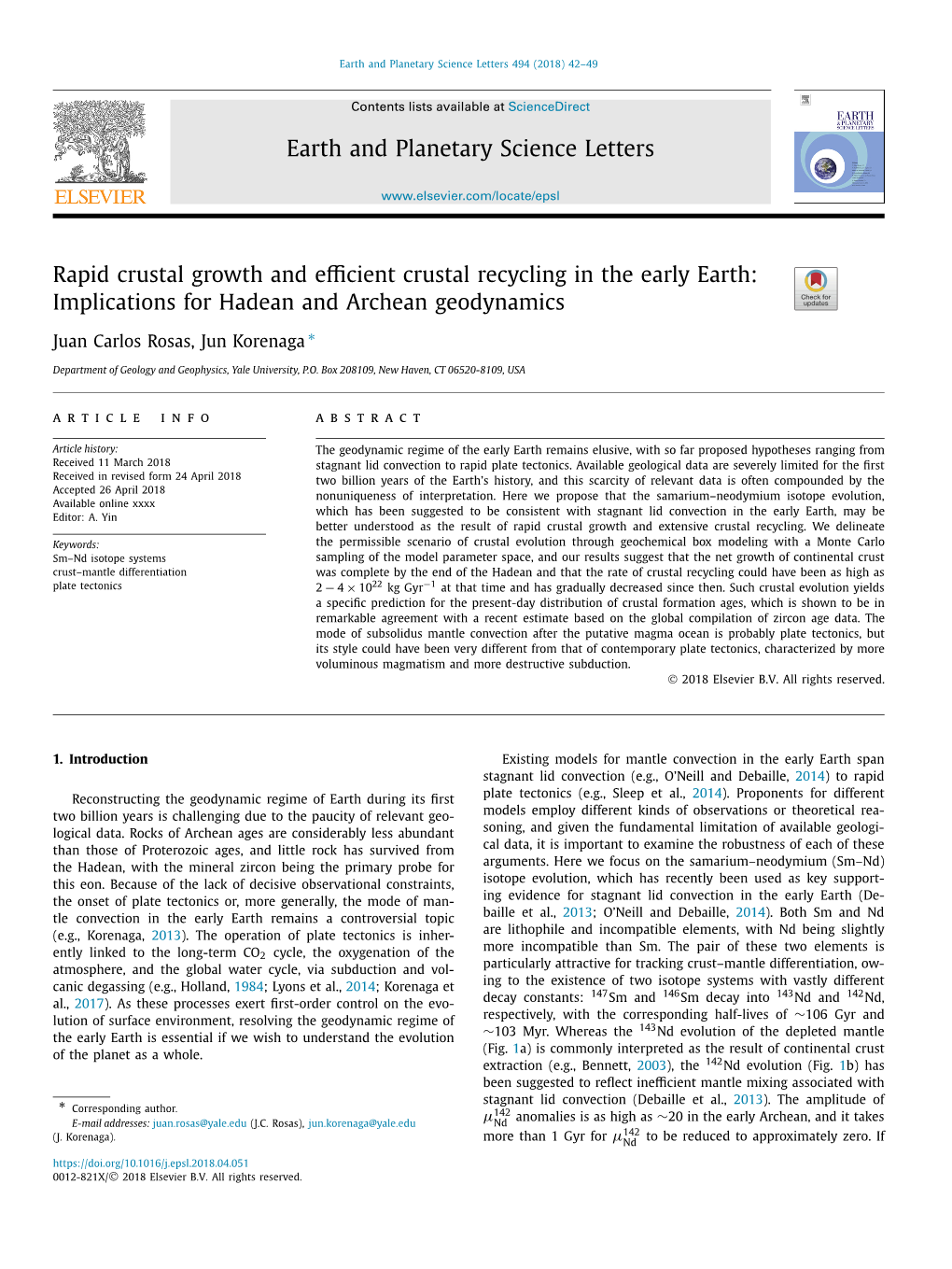 Rapid Crustal Growth and Efficient Crustal Recycling in the Early Earth