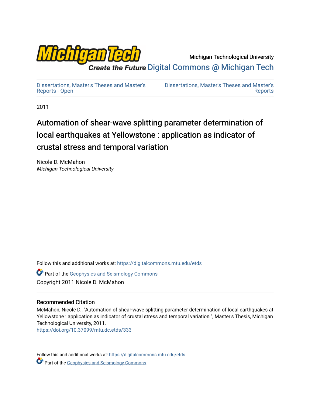 Automation of Shear-Wave Splitting Parameter Determination of Local Earthquakes at Yellowstone : Application As Indicator of Crustal Stress and Temporal Variation