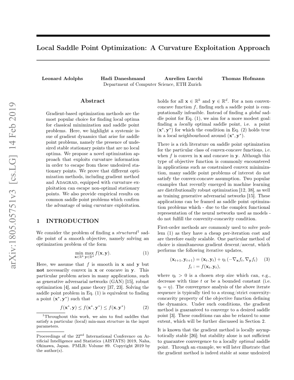 Local Saddle Point Optimization: a Curvature Exploitation Approach