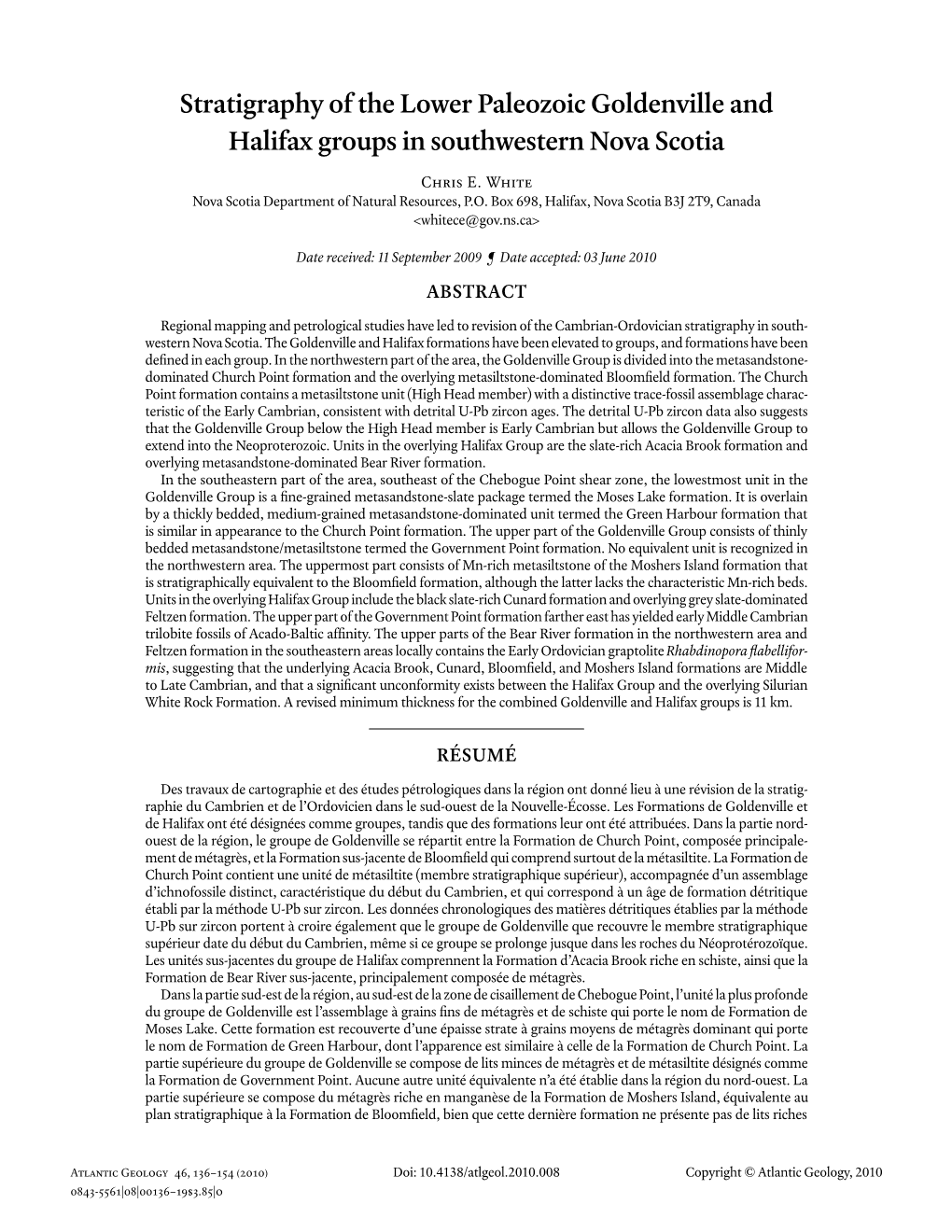 Stratigraphy of the Lower Paleozoic Goldenville and Halifax Groups in Southwestern Nova Scotia