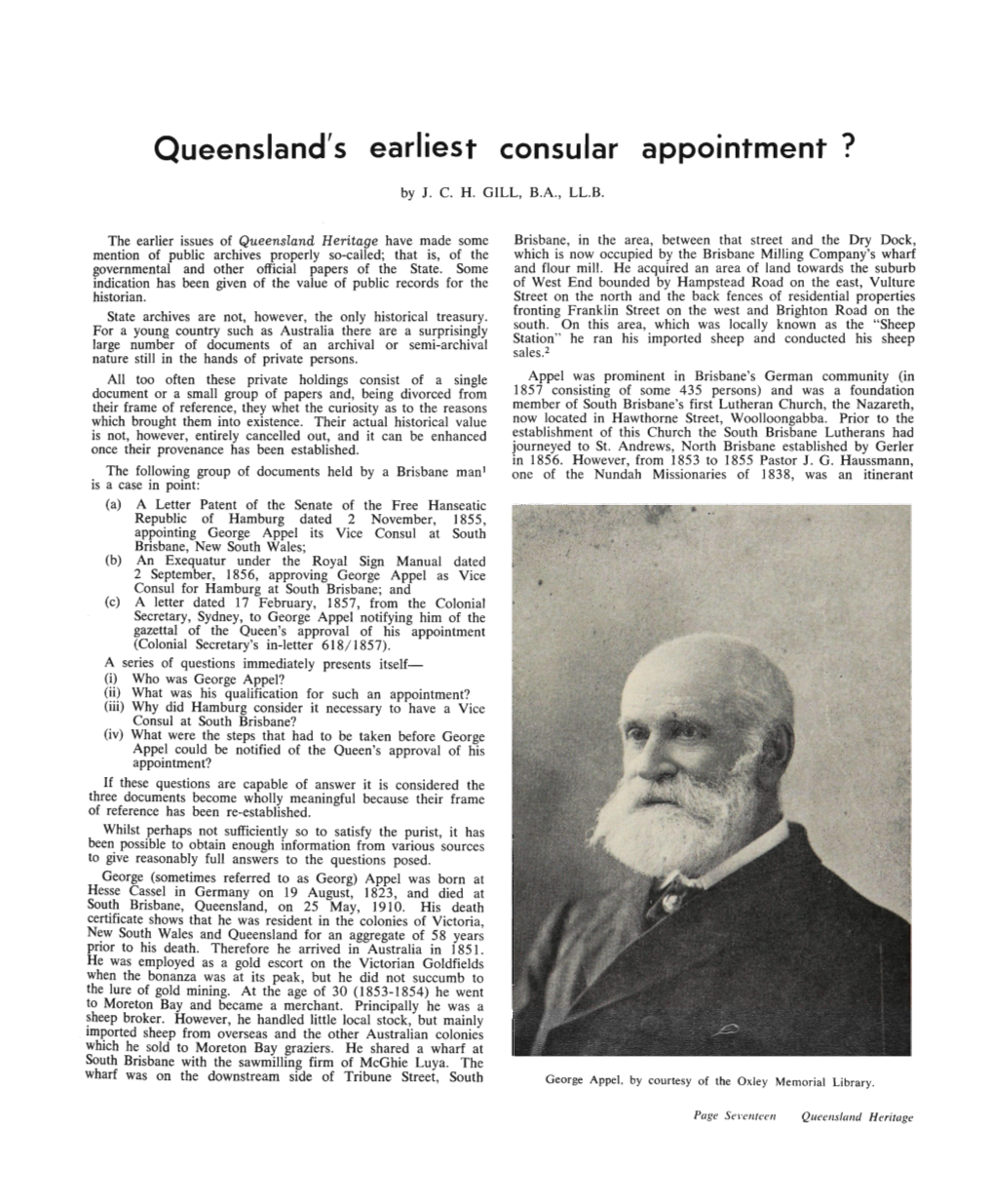 Queensland's Earliest Consular Appointment ?