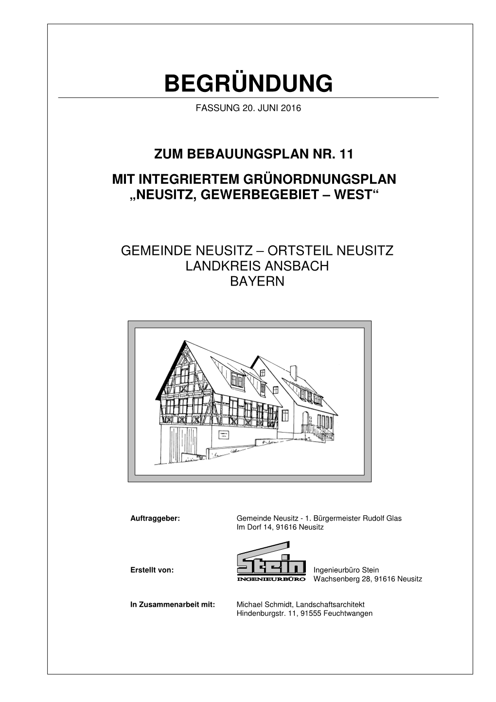 Begründung Zum Entwurf BBP Nr. 11