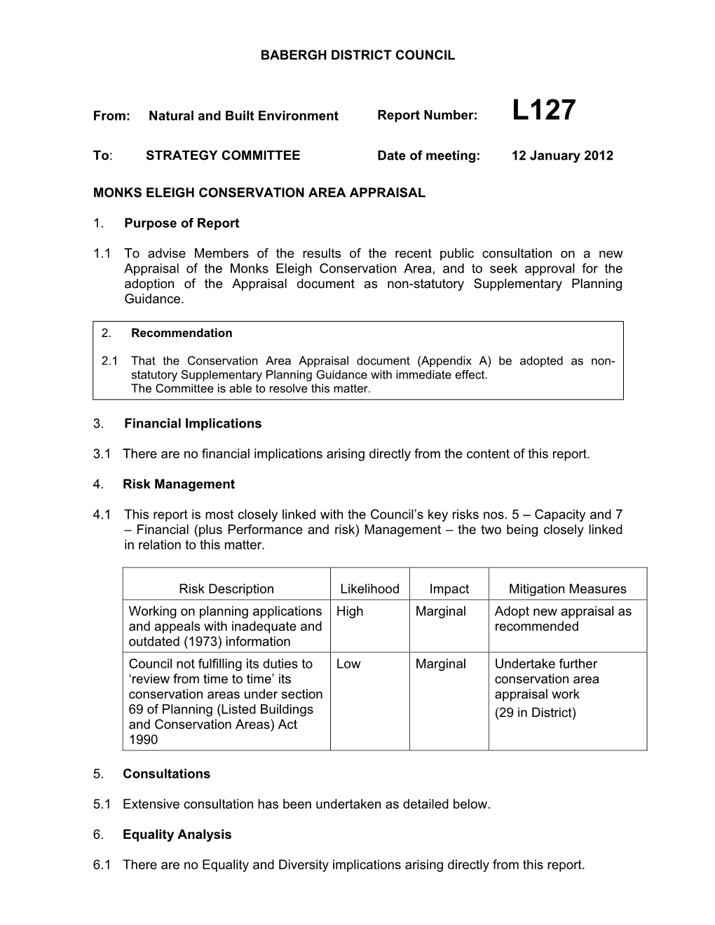 BABERGH DISTRICT COUNCIL From