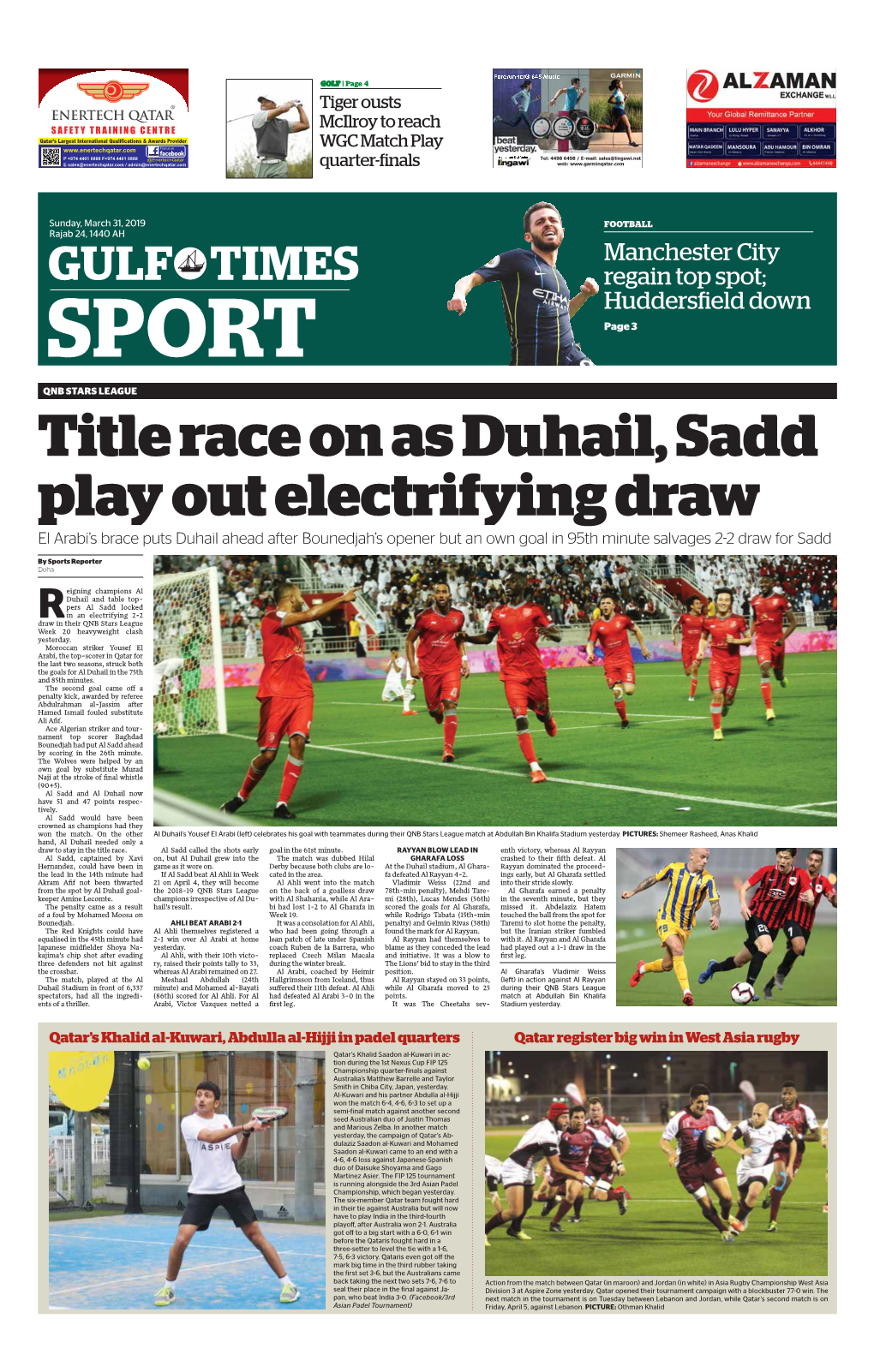 Title Race on As Duhail, Sadd Play out Electrifying Draw