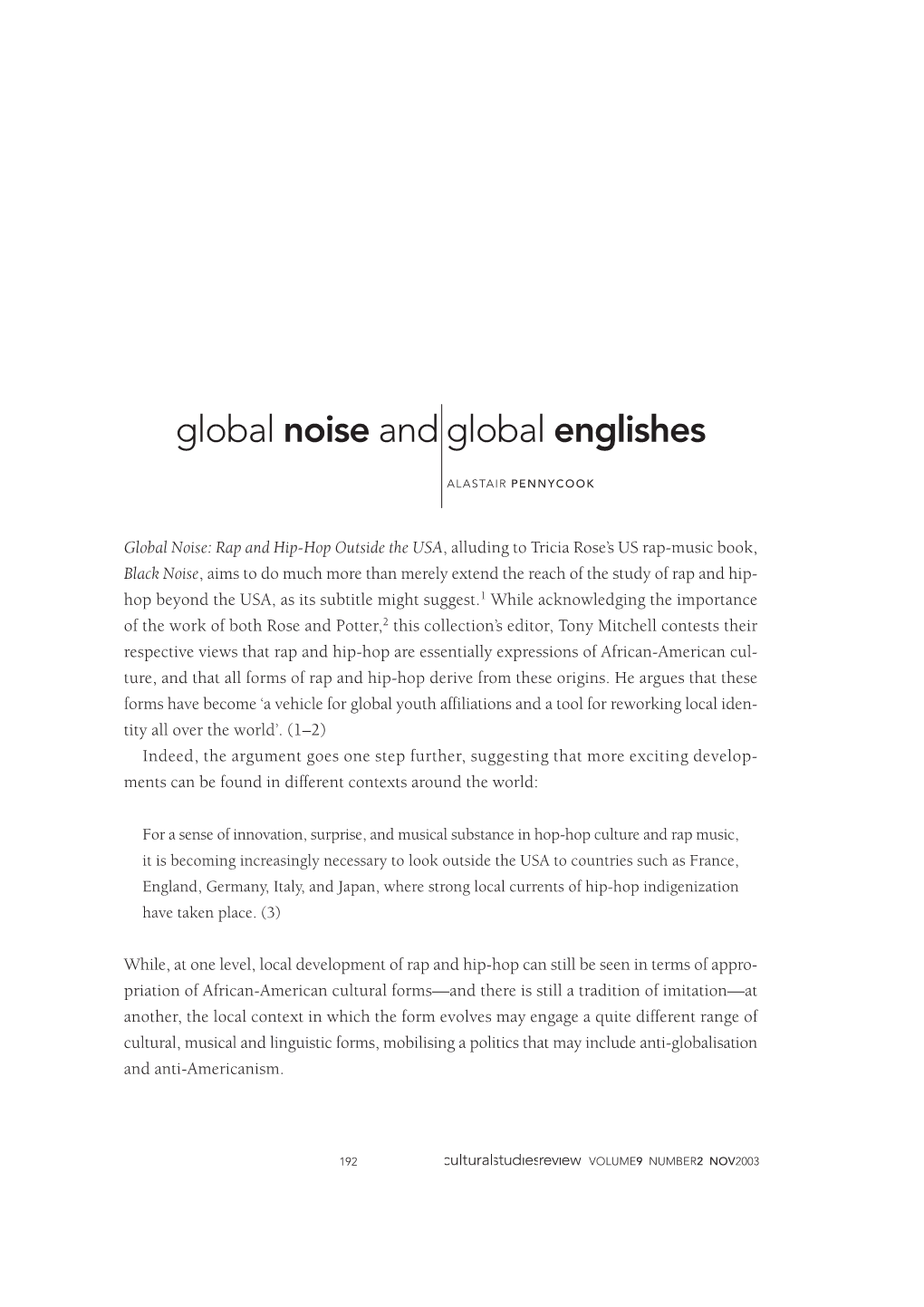 Global Noise and Global Englishes